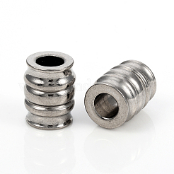 変色しない304ステンレススチールヨーロピアンビーズ  大穴ビーズ  溝付き柱  ステンレス鋼色  15x11.7mm  穴：6mm&nbsp;STAS-I149-30P