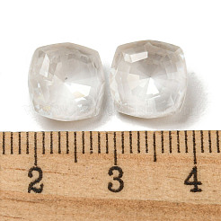 ガラスラインストーンカボション  ポイントバック＆バックメッキ  多面カット  正方形  クリスタル  10x10x5.5mm&nbsp;RGLA-G021-04A-001DE