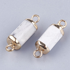 電気メッキナチュラルハウライトリンクコネクター  鉄パーツ  コラム  ゴールドカラー  20~21x5~6x5~6mm  穴：1.8mm&nbsp;G-S344-01L