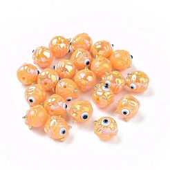 UVメッキレインボー虹色アクリルビーズ  ナザールボンジュウをした悪魔  ミックスカラー  11.5x13x12mm  穴：1.6mm&nbsp;OACR-A018-03