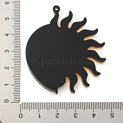 印刷されたアクリルパーツ  月のチャームを持つ太陽  きいろ  52x45x5mm  穴：1.5mm&nbsp;SACR-F013-03