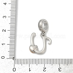 真鍮ヨーロッパダングルチャーム  ハート文字の大きな穴のペンダント  プラチナ·ゴールデン  U字  25.5~30.5mm  穴：6mm&nbsp;KK-Z097-01U-GP