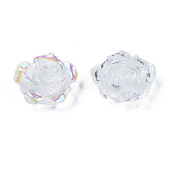 クリア樹脂カボション  ABカラーメッキ  花バラ  ミックスカラー  15x14x6mm&nbsp;CRES-N030-001B