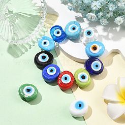 12Pcs 12 Colors Handmade Evil Eye Lampwork Beads&nbsp;LAMP-FS0001-76