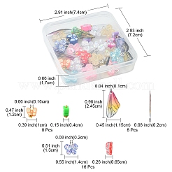 DIYペンダントジュエリー作りの発見キット  樹脂ペンダントセットを含む  透明レジン＆樹脂粘土チャーム付き  蝶と翼  ミックスカラー  10~24.5x11.5~14x2~6.5mm  穴：1~2mm  32個/箱&nbsp;RESI-FS0001-38