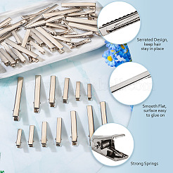70個 7スタイル 鉄製フラットワニ口ヘアクリップ 金具  作るDIYのヘアアクセサリー  プラチナ  32~77x6~9mm  10個/スタイル&nbsp;IFIN-TA0001-69