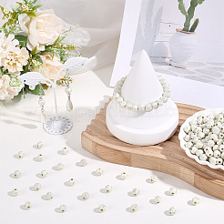800個メッキアクリルビーズ  シルバーライン入り  クロスの丸  ベージュ  8mm  穴：2mm&nbsp;PACR-PA0001-24