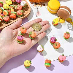 不透明樹脂ペンダント30個  プラチナトーンのアイアンループ付き  フルーツハンバーガー  ミックスカラー  16~23mm  30個/セット&nbsp;RESI-CJ0004-51