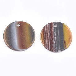 樹脂チャーム  フラットラウンド  縞模様  ダークチソウ  20x1.5~2mm  穴：1.8mm&nbsp;RESI-T022-08C