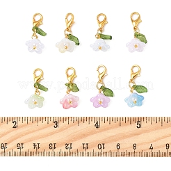 8色の花のアクリルペンダントデコレーション8個  合金製カニカン付き  ミックスカラー  27mm  1pc /カラー&nbsp;HJEW-FS00034-04