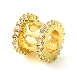 Rack Plating Brass Micro Pave Clear Cubic Zirconia European Beads&nbsp;KK-G501-07G