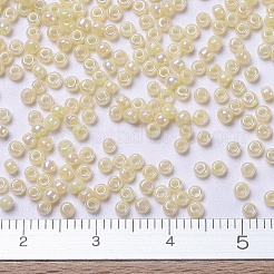 MIYUKIラウンドロカイユビーズ  日本製シードビーズ  11/0  （rr486)アイボリーパールセイロンab  2x1.3mm  穴：0.8mm  約1111個/10g&nbsp;X-SEED-G007-RR0486
