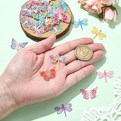 40Pcs 10 Styles Spray Painted 430 Stainless Steel Filigree Pendants&nbsp;STAS-CJ0002-53