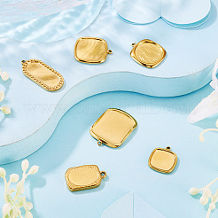 6Pcs 6 Styles 304 Stainless Steel Pendant Cabochon Settings&nbsp;STAS-TA0005-71G
