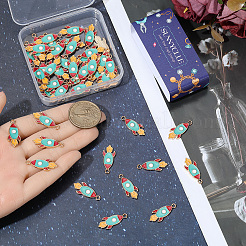 50Pcs Light Gold Plated Alloy Enamel Pendants&nbsp;ENAM-SC0007-83