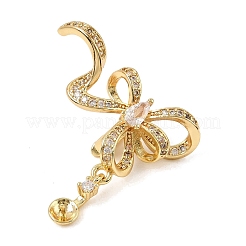 Brass Micro Pave Clear Cubic Zirconia Fold Over Clasps&nbsp;KK-C075-50G