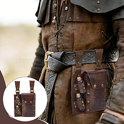 Rectangle PU Leather Medieval Waist Belt Bag with 2Pcs Glass Potion Bottles&nbsp;AJEW-WH0696-581A