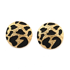 女性用ヒョウ柄真鍮エナメルスタッドピアス  マットなスタイル  22KGP本金メッキ  フラットラウンド  24.5mm&nbsp;EJEW-U055-15A-G