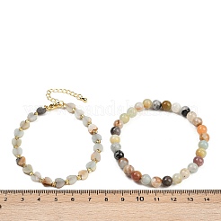 Natural Flower Amazonite Beaded Bracelets Set for Women&nbsp;BJEW-G752-02G-08