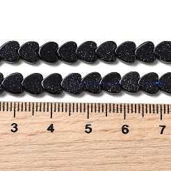 合成ブルーゴールドストーン青金砂石ビーズ連売り  ハート  6x6x2mm  穴：0.7mm  約65~72個/連  13.39''（34cm）〜15.35''（39cm）&nbsp;G-A272-A01-A01-13A