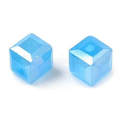 カット加工ガラスビーズ  イミテーション翡翠  キューブ  ミックスカラー  6x6x6mm  穴：1.2mm&nbsp;GLAA-E047-04