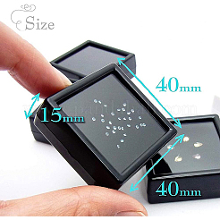 プラスチックジュエリーセットボックス  内側のベルベットと  正方形  ブラック  4x4x1.5cm&nbsp;OBOX-BC0001-03