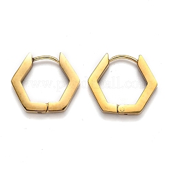 304ステンレススチール六角形フープピアス  ゴールドカラー  16x18.5x3mm  ピン：1mm&nbsp;STAS-J033-03C-G