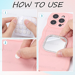 2Pcs Alloy Rhinestones & Glass Makeup Mirror for Phone Cases Phone&nbsp;AJEW-SC0003-75E