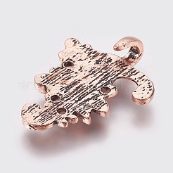 環境に優しい亜鉛合金フッククラスプ  赤銅鉱  26.5x19x2.5mm  穴：1.4mmと3.5mm  27x20x6mm  穴：1.4mm&nbsp;LS-PALLOY-WH0031-03R