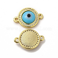 Rack Plating Real 18K Gold Plated Brass Micro Pave Clear Cubic Zirconia Connector Charms&nbsp;ZIRC-L102-04G-05