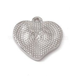 変色しない304ステンレススチールペンダント  テクスチャ  ハートチャーム  ステンレス鋼色  17x18x3.5mm  穴：1.6mm&nbsp;STAS-P316-10P