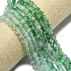 天然石マレーシアジェイドビーズ連売り  染め＆加熱  ラウンド  薄緑  6~6.5mm  穴：1mm  約60~62個/連  14.96インチ（38cm）&nbsp;G-L645-C01-6mm-14