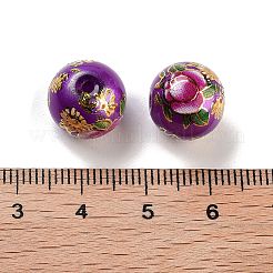 Flower Picture Printed Glass Round Beads&nbsp;GLAA-J087-12mm-B08