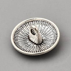 1穴アロイシャンクボタン  花付きフラットラウンド  アンティークシルバー  17x8mm  穴：2mm&nbsp;BUTT-WH0031-34C