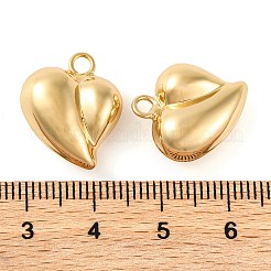 ラックメッキ真鍮チャーム  長持ちメッキ  ハート  18KGP本金メッキ  17.5x15x7.5mm  穴：2mm&nbsp;KK-H486-05A-G