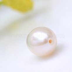 天然な培養された淡水パールビーズ  片穴ビーズ  ライス  ホワイト  8~9mm  半分穴：0.8mm&nbsp;PEAR-R016-02A