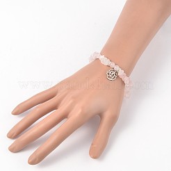 Natural Rose Quartz Beaded Stretch Bracelets&nbsp;X-BJEW-JB01996-01
