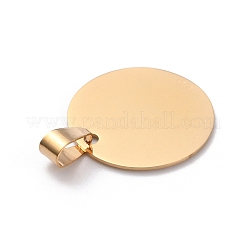 ステンレスペンダント201個  空白のタグ  ゴールドカラー  フラットラウンド模様  25x1mm  穴：8x4mm&nbsp;STAS-WH0016-49A-G