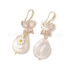 Natural Baroque Pearl Keshi Pearl Dangle Earrings&nbsp;EJEW-JE07241
