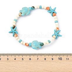 Dyed Synthetic Turquoise & Ocean White Jade Beads Stretch Bracelets for Women&nbsp;BJEW-JB14015