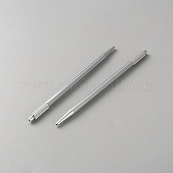 真鍮と鉄の人形の髪の毛の植え替えツール  人形の髪作り用品  プラチナ  37x6x0.5mm  穴：6x2.5mm&nbsp;TOOL-WH0300-03