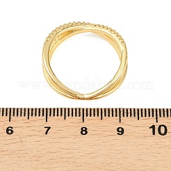 真鍮製マイクロパヴェキュービックジルコニア指輪指輪  クロスリングを縦横に  18KGP本金メッキ  7mm  usサイズ9 3/4(19.5mm)&nbsp;RJEW-D340-01G-05