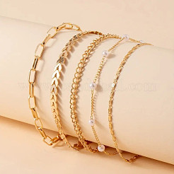 5Pcs Alloy Chain Anklets Sets&nbsp;WG8A503-01