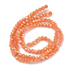 電気メッキガラスビーズセット  フル虹メッキ  多面カット  ロンデル  サンゴ  3x2mm  穴：0.8~1mm  約135~140個/連  11.81~13.38インチ（30~34cm）&nbsp;GLAA-F078-FR11