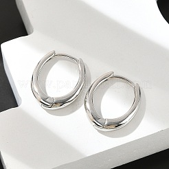 真鍮huggieフープピアス  長持ちメッキ  オーバル  プラチナ  17x15x4mm  ピン：1mm&nbsp;EJEW-C502-11P