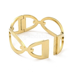 304ステンレススチール製中空ヒンジ付きバングル（女性用）  ゴールドカラー  7/8インチ（2.35cm）  内径：2-3/8x1-7/8インチ（6x4.9cm）&nbsp;BJEW-D044-08A-G