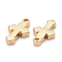 真鍮の小さなクロスチャーム  長持ちメッキ  18KGP本金メッキ  12x7x2mm  穴：1.2mm&nbsp;KK-Z009-18G