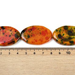 染め加工天然石瑪瑙ビーズ連売り  オーバル  ダークオレンジ  35~39x25~26x5~7.5mm  穴：2mm  約9個/連  13.58''~13.98''（34.5~35.5センチメートル）&nbsp;G-U029-F01