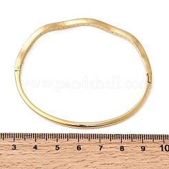 304ステンレススチールラインストーンヒンジ付き女性用バングル  波  18KGP本金メッキ  イオンプレーティング（ip）  長持ちメッキ  クリスタル  内径：2.38x1.99インチ（6.05x5.05cm）&nbsp;BJEW-B168-11G