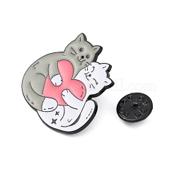 Cute Animal Hug with Heart Enamel Pins&nbsp;PALLOY-D361-01EB-02